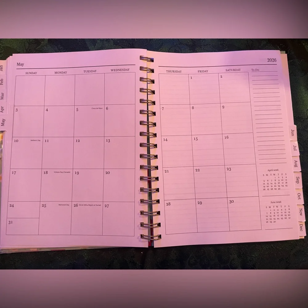 🍓Hardcover 2026 Organizational Spiral Planner, Blue with Strawberries & Flowers